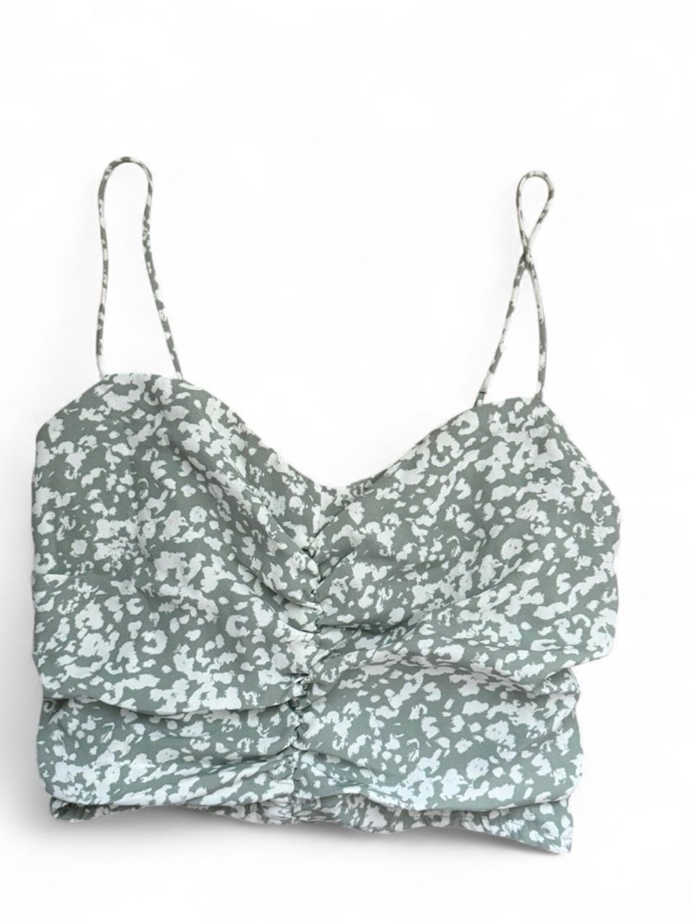 Abercrombie & Fitch Sage Green Floral Ruched Cami - Picture 2 of 7